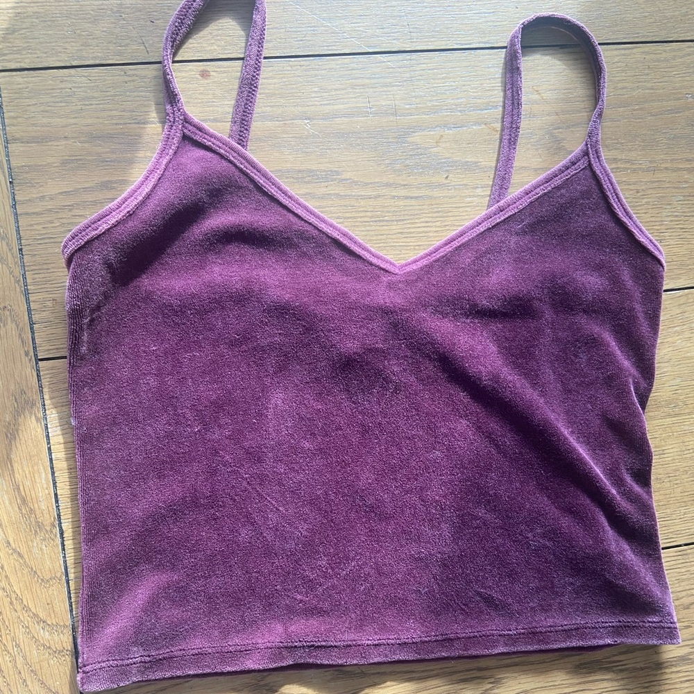 Forever 21, cropped, maroon, velvet, medium, tank top